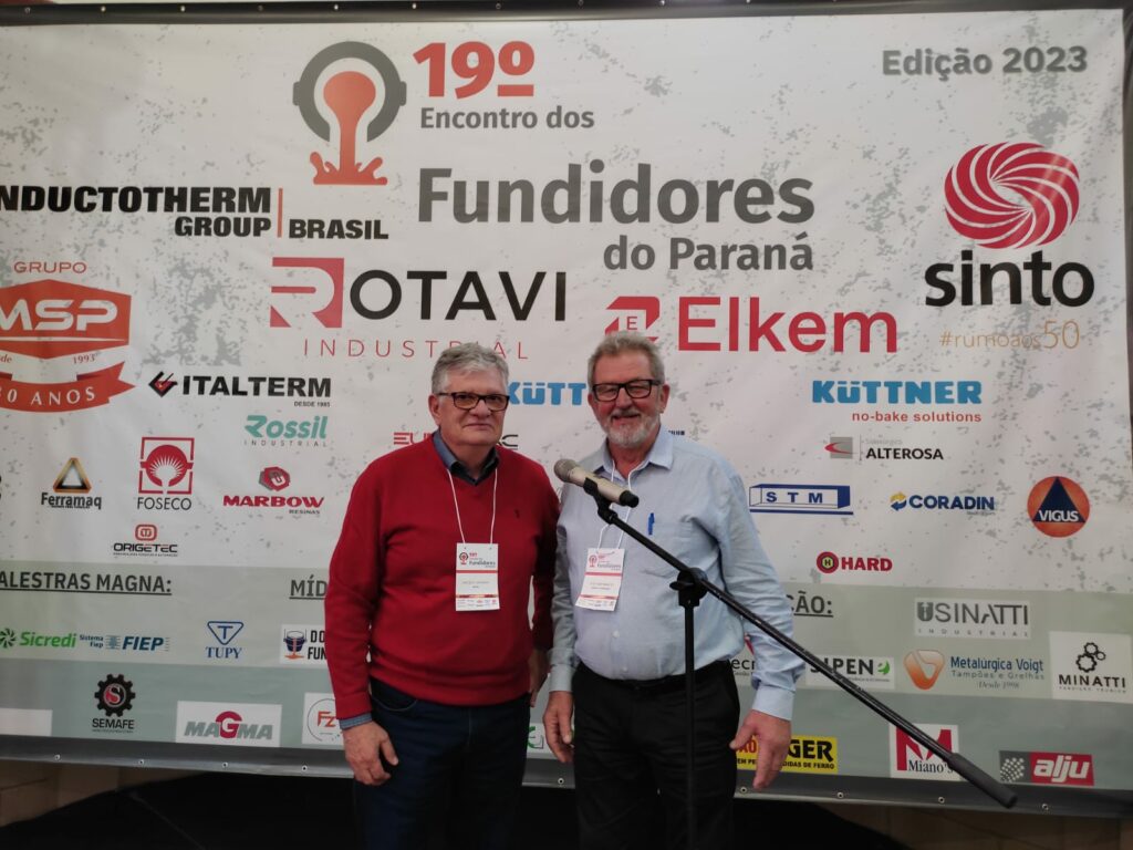 O Presidente Da Abifa Cacidio Girardi E O Empresario Luiz Jair Minatti Campina Grande Do Sul Sedia 19º Encontro Dos Fundidores Do Paraná