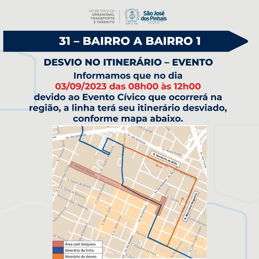 Desfile Cívico-Militar: Saiba Sobre Os Desvios Nos Itinerários Dos Transportes Coletivos No Domingo (3) Em São José Dos Pinhais 0B5791D7 4E4B 4296 B937 3D86A0E2Ccdd 1024X1024 1 Desfile Cívico-Militar: Saiba Sobre Os Desvios Nos Itinerários Dos Transportes Coletivos No Domingo (3) Em São José Dos Pinhais