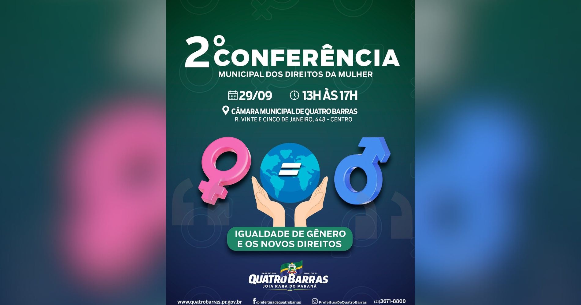 Quatro Barras promove a 2ª Conferência Municipal dos Direitos da Mulher nesta sexta-feira (29)