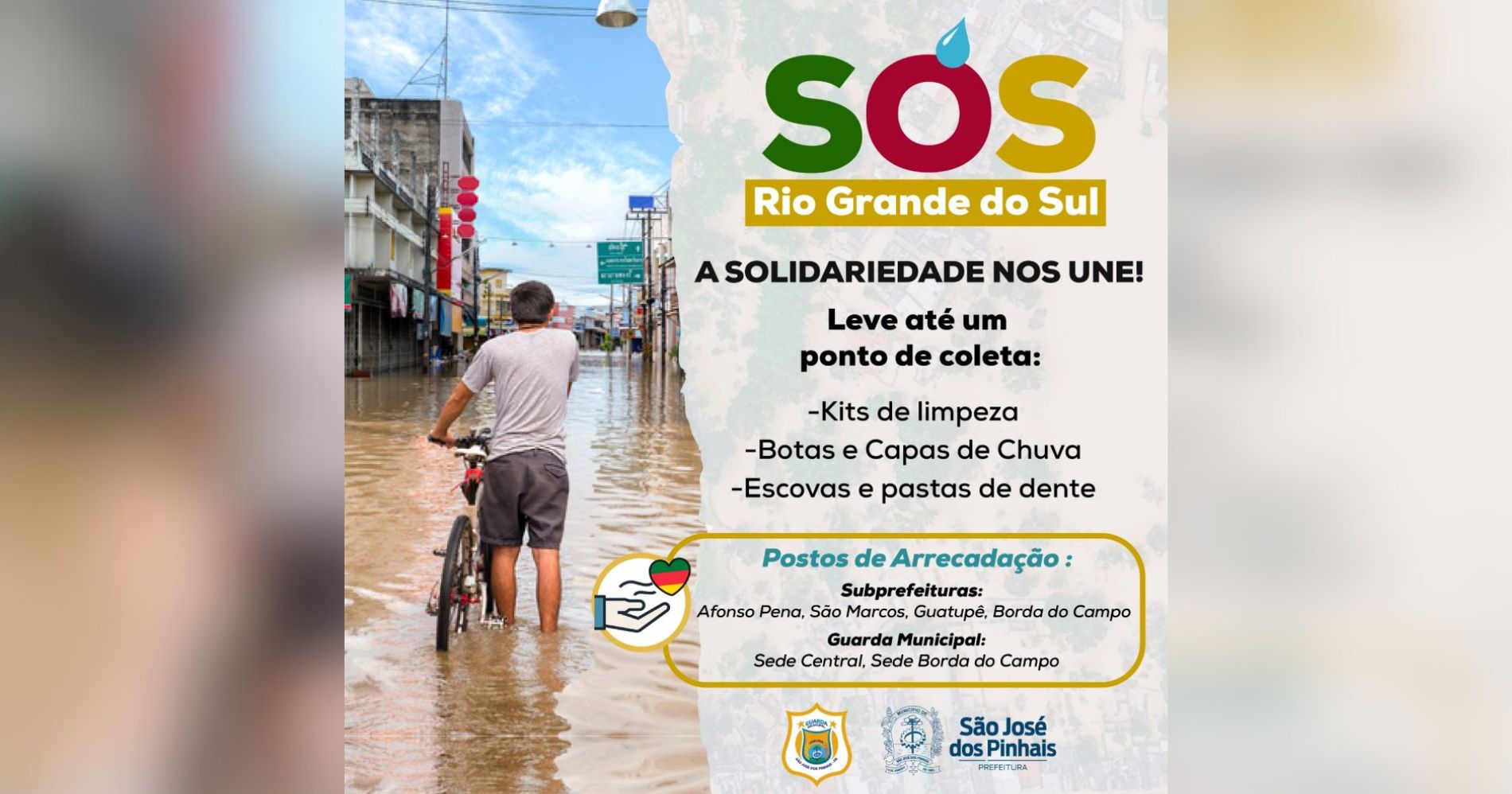 São José dos Pinhais faz campanha de doações para auxiliar vítimas do ciclone no Rio Grande do Sul