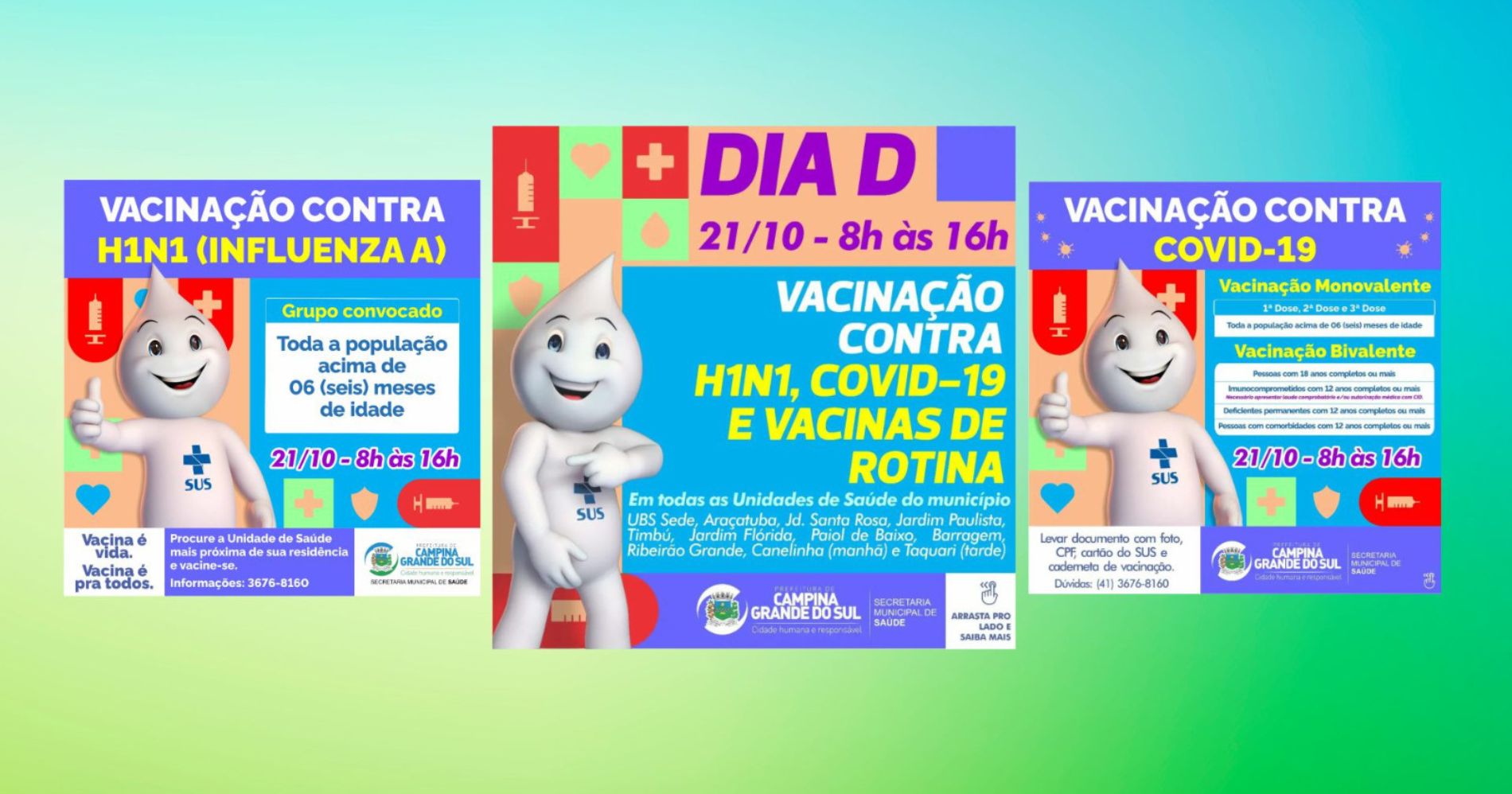 Campina Grande do Sul realiza mais uma edição do "Dia D" de vacinação no próximo sábado (21)