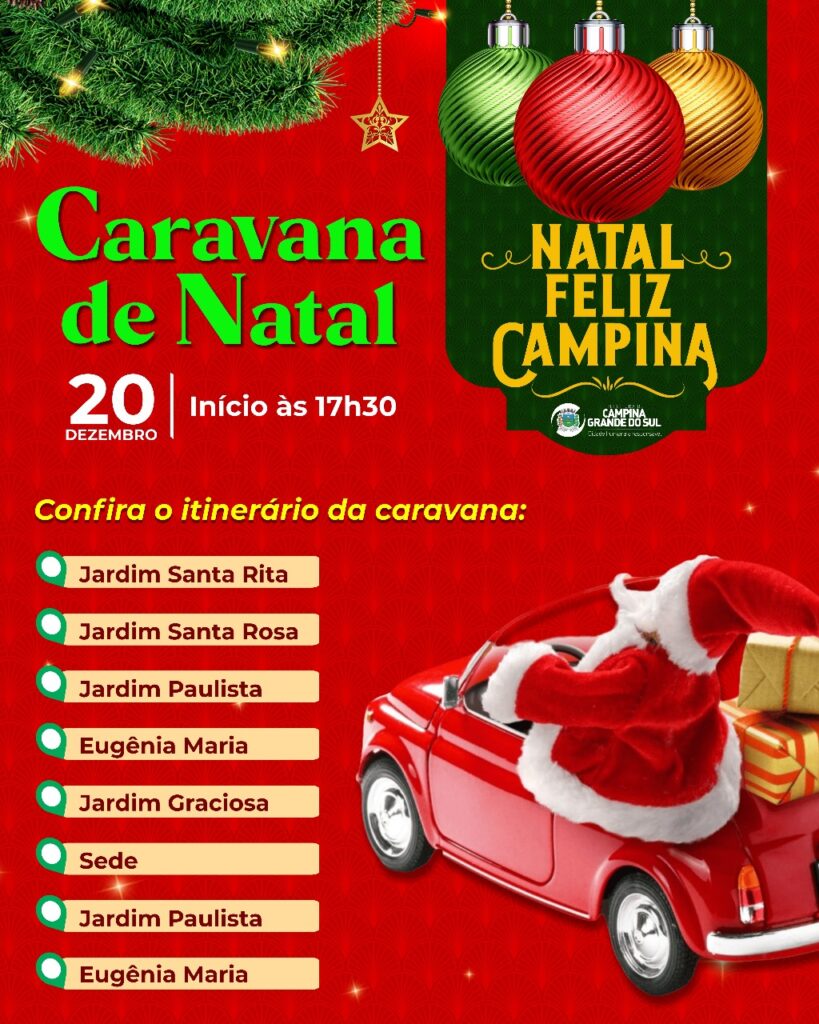 Papai Noel Faz Caravana De Natal Por Campina Nesta Quarta-Feira (20); Veja Por Onde Ele Vai Passar 2Ba6F966 08Ca 424D 8A2B F078Ef01Dc80 Papai Noel Faz Caravana De Natal Por Campina Nesta Quarta-Feira (20); Veja Por Onde Ele Vai Passar