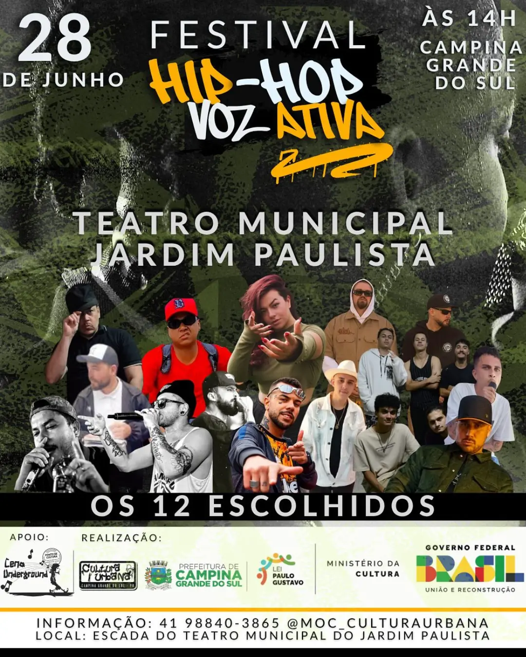 Doze grupos disputam a grande final do Festival Hip-Hop Voz Ativa em Campina neste sábado (28)