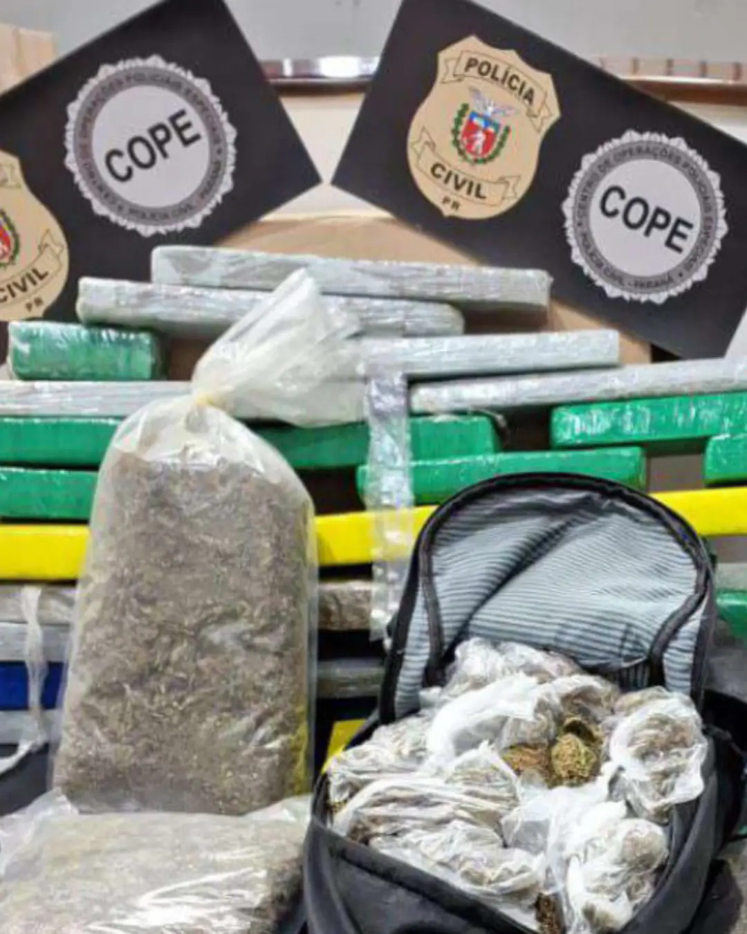 PCPR apreende 327 quilos de maconha gourmet e desarticula depósito em Curitiba e Colombo