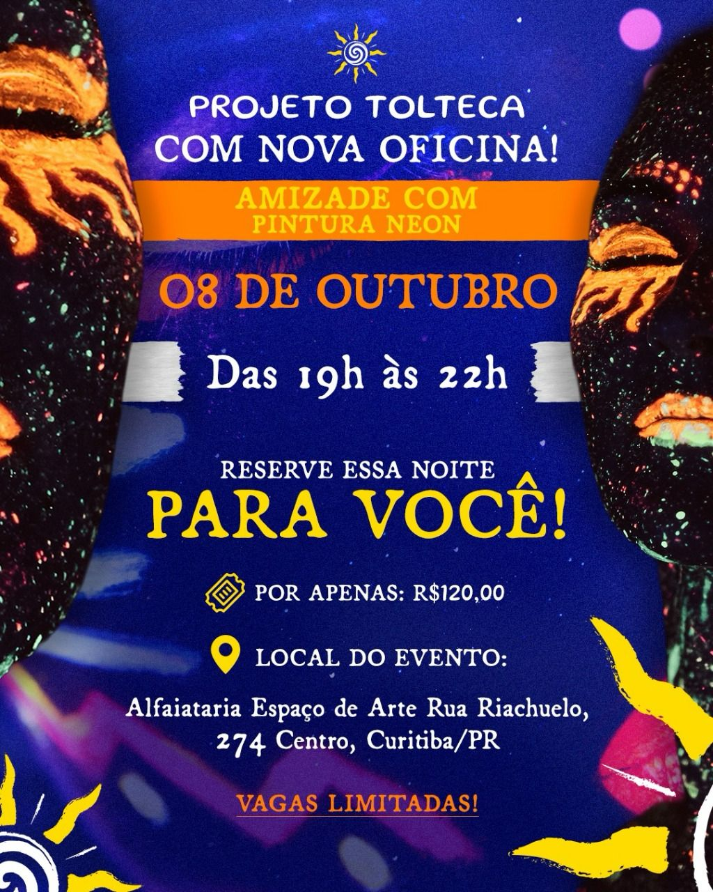 Projeto Tolteca promove oficina sobre amizade com pintura neon em Curitiba