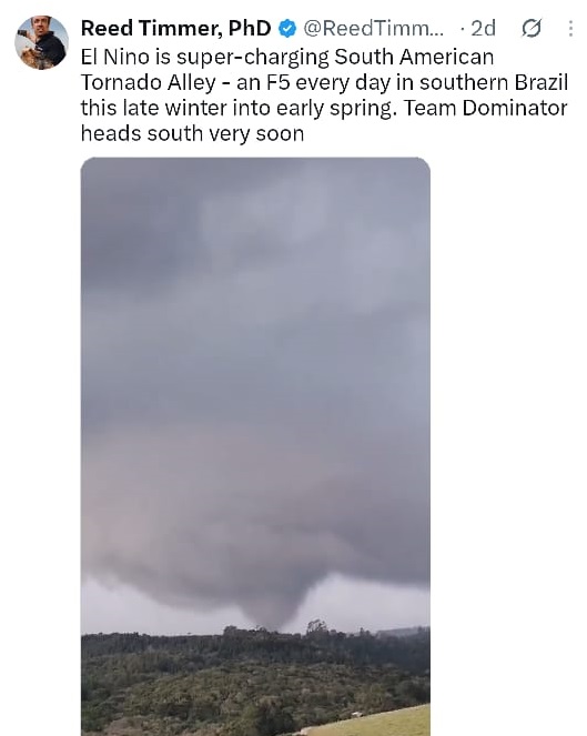 Famoso caçador de tempestades norte-americano anuncia viagem ao Sul do Brasil para acompanhar temporada de tornados