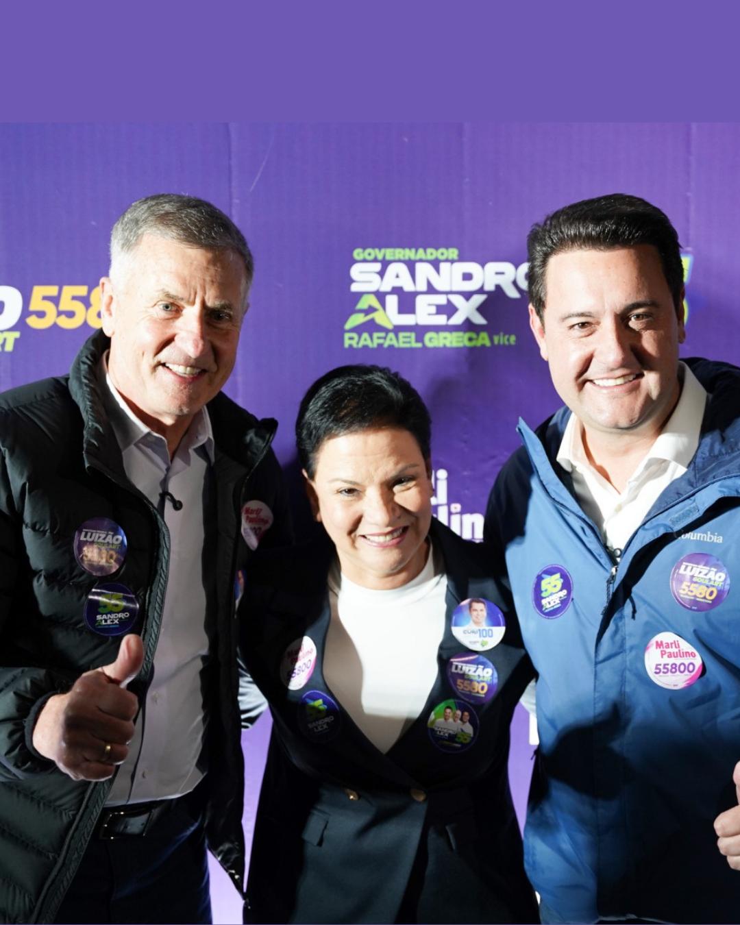 Em Pinhais, Luizão e Marli lançam campanhas com apoio de Ratinho Junior e Curi